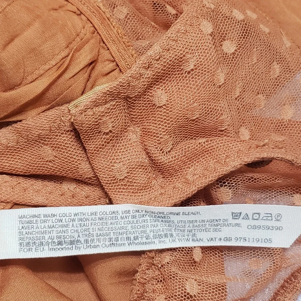 VTG Intimately Free People Call Me Later Bodysuit Orange Mesh Swiss Dot Small
